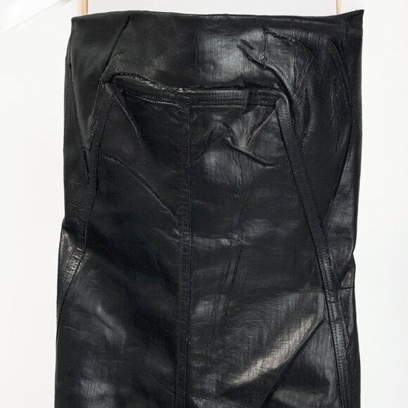 Rick Owens "Luxor" FW/23 Black Coated Strapless Bustier Mini Dress - Picture 4 of 12